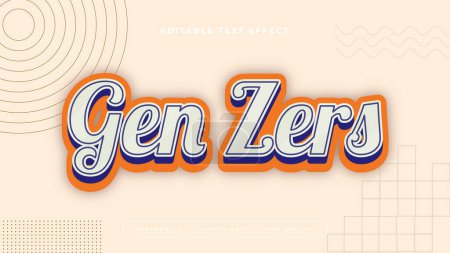 Beige naranja y azul gen zers 3d efecto de texto editable - estilo de fuente