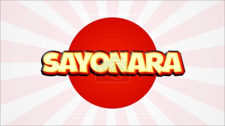 Illustration for White red and yellow sayonara 3d editable text effect - font style - Royalty Free Image