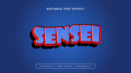 Effet texte modifiable sensei 3d bleu et rouge - style de police