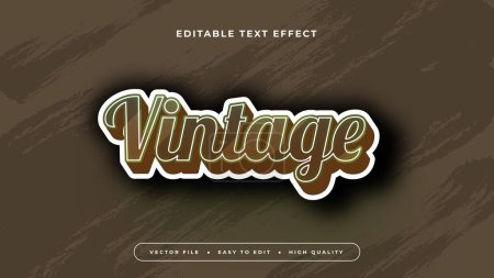 Illustration for Brown and white vintage 3d editable text effect - font style - Royalty Free Image