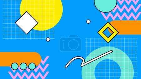Illustration for Colorful colourful vector retro background in 90s style Retro trendy groovy background design in 1970s Hippie style. Vector illustration - Royalty Free Image