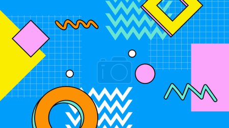 Colorful colourful vector retro nostalgic 90's background Retro trendy groovy background design in 1970s Hippie style. Vector illustration