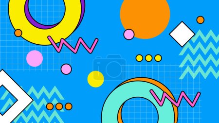 Colorful colourful vector retro nostalgic 90's background Retro trendy groovy background design in 1970s Hippie style. Vector illustration