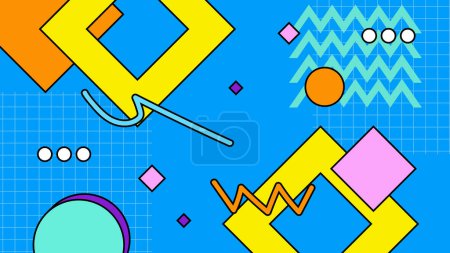 Illustration for Colorful colourful vector back to the 90s 80s retro nostalgic vintage background Retro trendy groovy background design in 1970s Hippie style. Vector illustration - Royalty Free Image