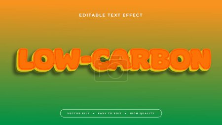 Illustration for Green and orange low carbon 3d editable text effect - font style - Royalty Free Image