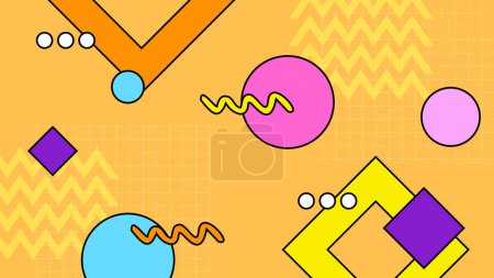 Illustration for Colorful colourful vector flat nostalgic retro style background Retro trendy groovy background design in 1970s Hippie style. Vector illustration - Royalty Free Image