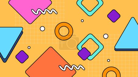 Illustration for Colorful colourful vector vintage retro background with shapes Retro trendy groovy background design in 1970s Hippie style. Vector illustration - Royalty Free Image