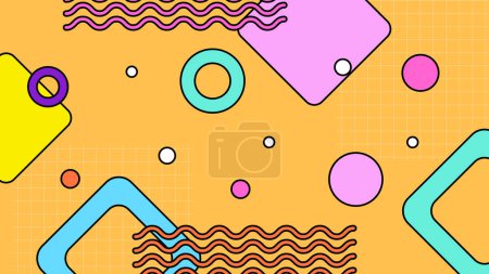Illustration for Colorful colourful vector flat retro nostalgic background Retro trendy groovy background design in 1970s Hippie style. Vector illustration - Royalty Free Image