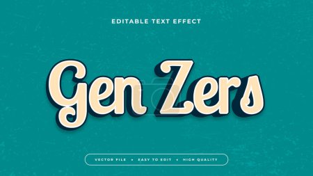 Beige y verde gen zers 3d efecto de texto editable - estilo de fuente