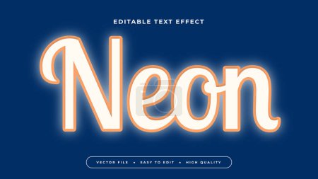 Illustration for Blue orange and white neon 3d editable text effect - font style - Royalty Free Image