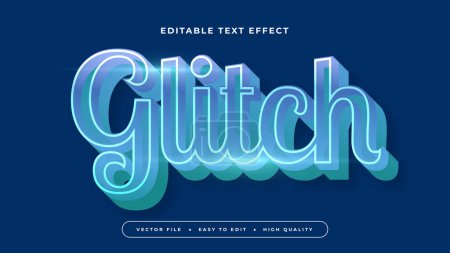 Illustration for Blue and green glitch 3d editable text effect - font style - Royalty Free Image