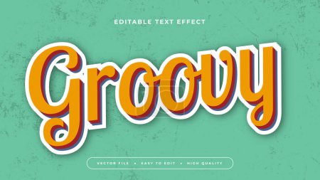 Illustration for Green white and orange groovy 3d editable text effect - font style - Royalty Free Image