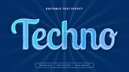 Illustration for Blue techno 3d editable text effect - font style - Royalty Free Image