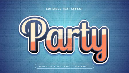 Illustration for Beige orange and blue party 3d editable text effect - font style - Royalty Free Image