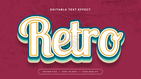 Illustration for Green white and red retro 3d editable text effect - font style - Royalty Free Image