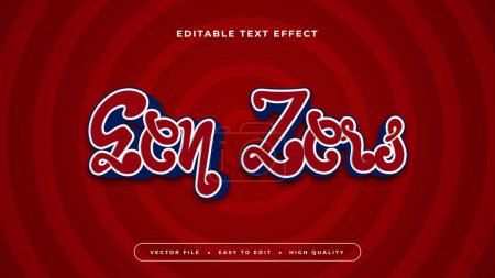 Blue and red gen zers 3d editable text effect - font style