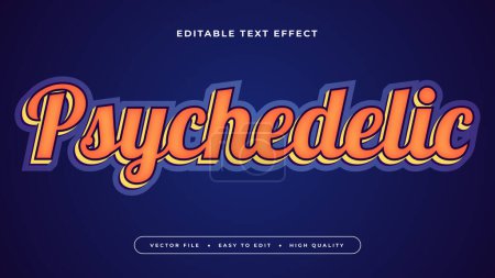 Illustration for Blue and orange psychedelic 3d editable text effect - font style - Royalty Free Image