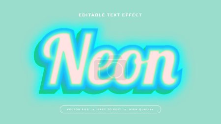 Illustration for Green and white neon 3d editable text effect - font style - Royalty Free Image