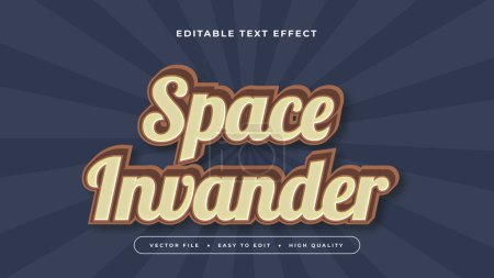 Illustration for Blue brown and yellow space invander 3d editable text effect - font style - Royalty Free Image