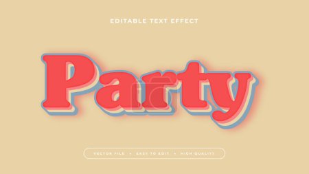 Illustration for Beige and red party 3d editable text effect - font style - Royalty Free Image