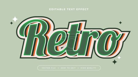 Illustration for Green and red retro 3d editable text effect - font style - Royalty Free Image