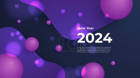 Happy new year 2024 celebration background. vector art and illustration for, landing page, template, ui, web, mobile app, poster, banner, flyer. Blue and purple violet vector abstract new year 2024 banners shapes element