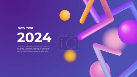 Pink blue and purple violet vector abstract new year 2024 banners shapes element