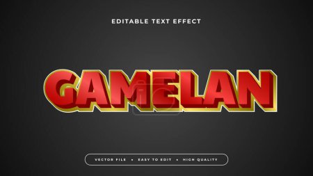Téléchargez les illustrations : Or noir et gamelan rouge 3d effet de texte modifiable - style de police - en licence libre de droit