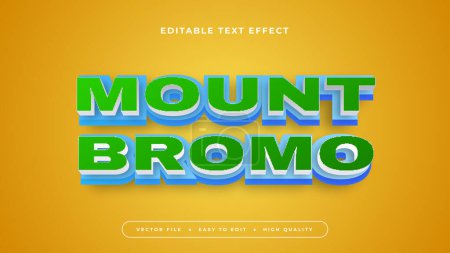 Téléchargez les illustrations : Vert bleu et jaune monture bromo 3d effet texte modifiable - style de police - en licence libre de droit