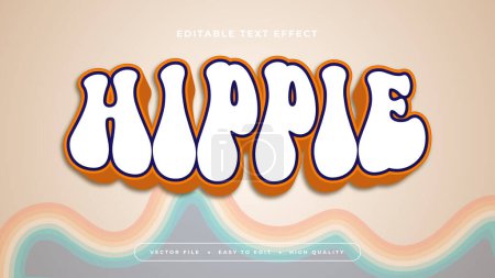 Illustration for Colorful colourful hippie 3d editable text effect - font style - Royalty Free Image