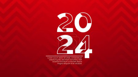 Red and white vector abstract new year 2024 banners shapes element. Happy new year 2024 background