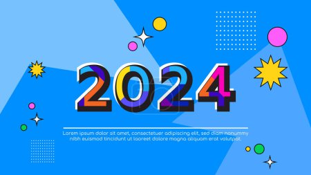 Colorful colourful vector abstract new year 2024 banners shapes element. Happy new year 2024 background