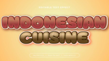 Illustration for Brown and beige indonesia cuisine 3d editable text effect - font style - Royalty Free Image
