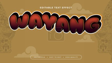 Brown red and black wayang kulit 3d editable text effect - font style