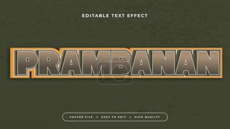 Illustration for Green brown and orange prambanan 3d editable text effect - font style - Royalty Free Image