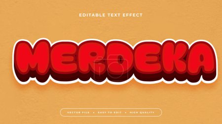 Naranja rojo y blanco merdeka 3d efecto de texto editable - estilo de fuente
