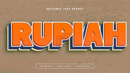 Brauner blauer und orangefarbener Rupiah 3D editierbarer Texteffekt - Schriftstil