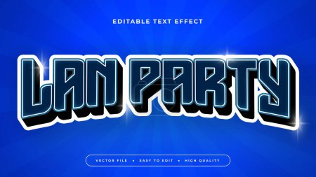 Blue and white lan party 3d editable text effect - font style