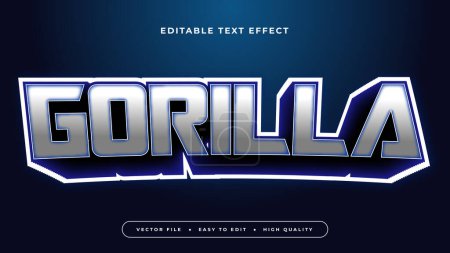 Blue and gray grey gorilla 3d editable text effect - font style