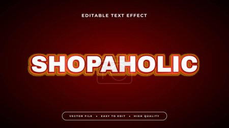 Rojo y blanco shopaholic 3d efecto de texto editable - estilo de fuente