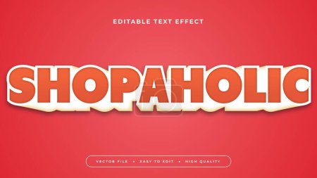 White and red shopaholic 3d editable text effect - font style