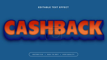 Illustration for Blue and orange cashback 3d editable text effect - font style - Royalty Free Image