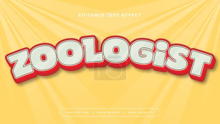 Red white and yellow zoologist 3d editable text effect - font style