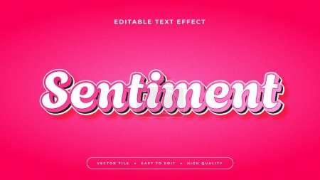 Blanco y rosa sentimiento 3d efecto de texto editable - estilo de fuente