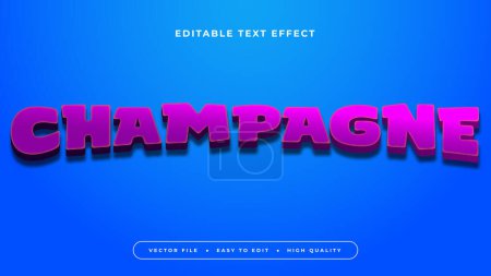 Bleu et violet champagne 3d effet de texte modifiable - style de police