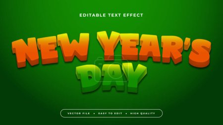 Orange et vert Nouvel An jour 3d effet de texte modifiable - style de police