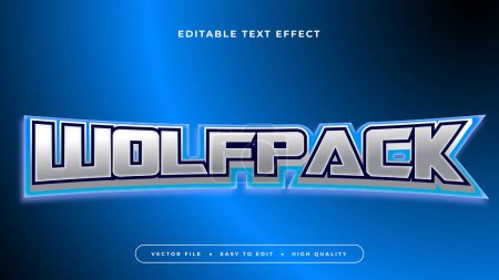 Blue black and gray grey wolfpack 3d editable text effect - font style. Esport text effect