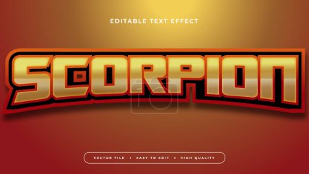 Illustration for Gold red and orange scorpion 3d editable text effect - font style. Esport text effect - Royalty Free Image