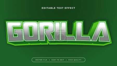 Green and gray grey gorilla 3d editable text effect - font style. Esport text effect