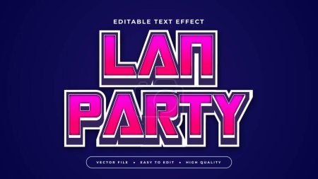 Blue pink and white LAN party 3d editable text effect - font style. Esport text effect